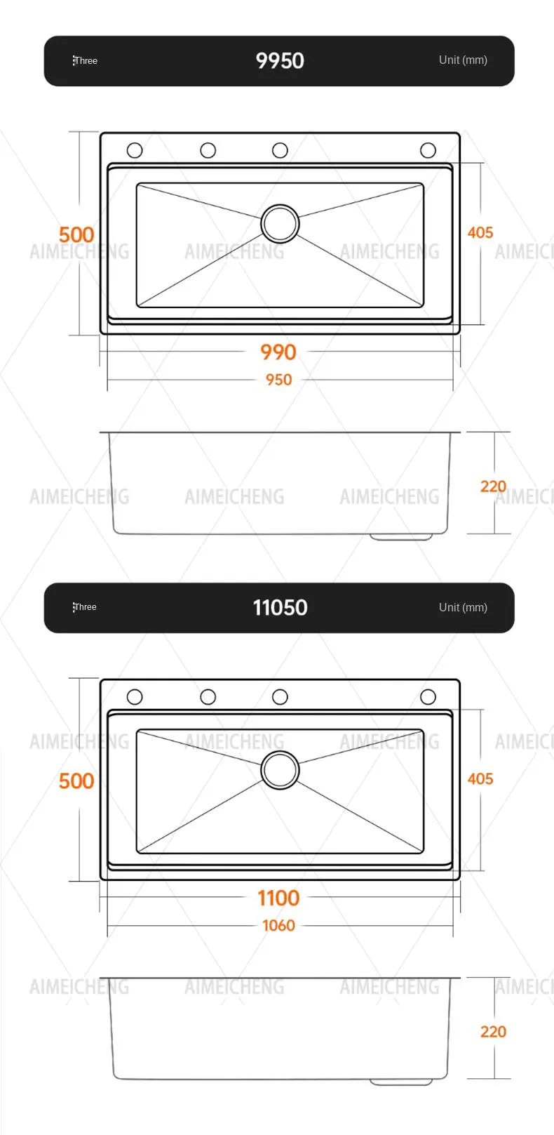 Original-Finish, spülmaschinenkompatibles SUS304-Edelstahl-Küchenspüle mit großer Einzelschüssel und Unterbau