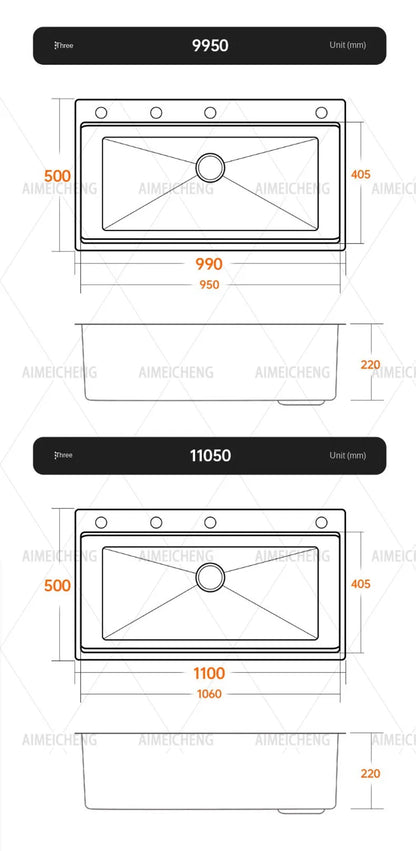 Original-Finish, spülmaschinenkompatibles SUS304-Edelstahl-Küchenspüle mit großer Einzelschüssel und Unterbau