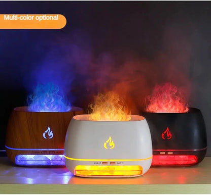 New Himalayan Crystal Salt Stone Aroma Air Humidifiers 3D Flame Fire Colorful Night Light Aromatherapy Essential Oil Diffuser.