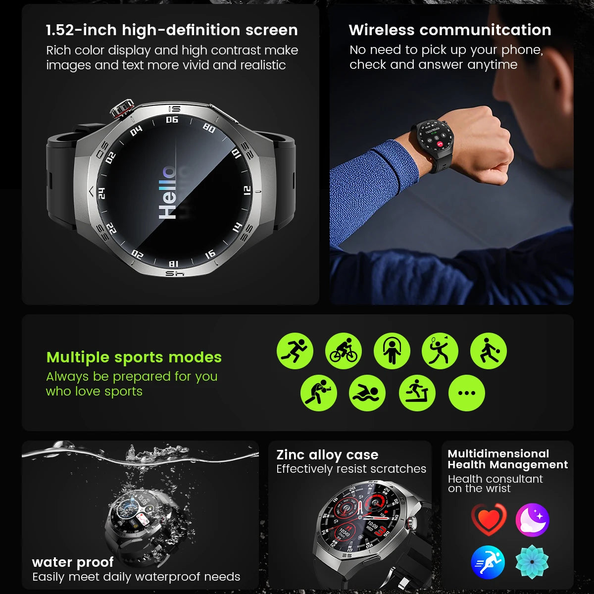 2025New For Android and ios Smart Watch Men AMOLED Screen GPS Motion trajectory Heart Rate Bluetooth Calls SmartWatch Waterproof.
