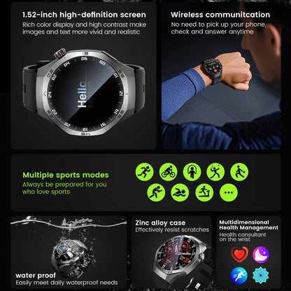 2025New For Android and ios Smart Watch Men AMOLED Screen GPS Motion trajectory Heart Rate Bluetooth Calls SmartWatch Waterproof.