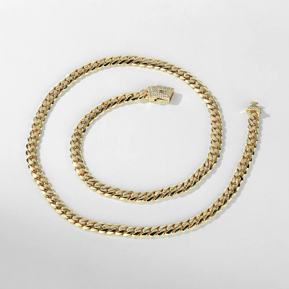 6/8/10/12/15/20mm Monaco Cuban Chain Necklace Hip Hop 14k Gold Plating Cuban Chain Bracelet Hip Hop Jewelry