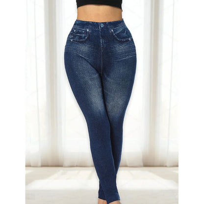 High Waist plus Size Women's Autumn Winter Skinny Jeans Faux Denim Pencil Pants Slimming Base Layer Trousers Cross-Border.