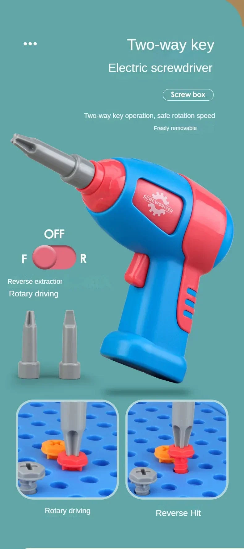 Children Toys Tool Set Electric Drill Screw Nut 3D Puzzle Toys Pretend Play Repair Tool Box Drilling Assembly Educational Toys.