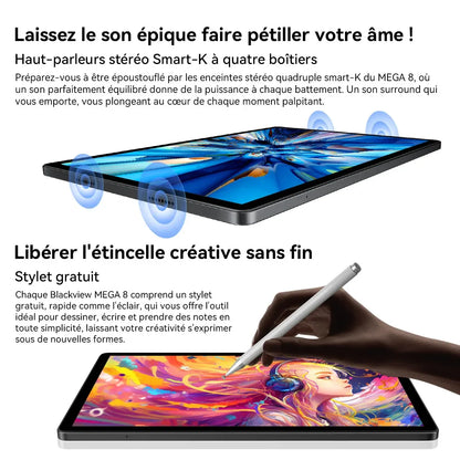 Blackview MEGA 8 [No EU Charger] Tablet 13 inch 90Hz 2K FHD+ Display 36GB(12+24) 512GB 11000mAh 50MP+13MP Android 15 Dual SIM 4G.