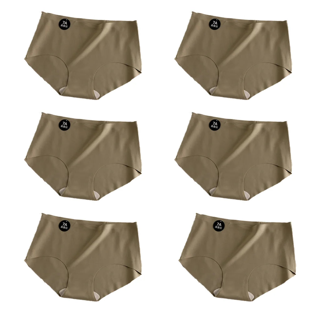 6pcs Seamless Mulberry Silk Panties Women's Ultra-thin Underwear Sexy High-elastic Soft Breathable Female Daily Panties.