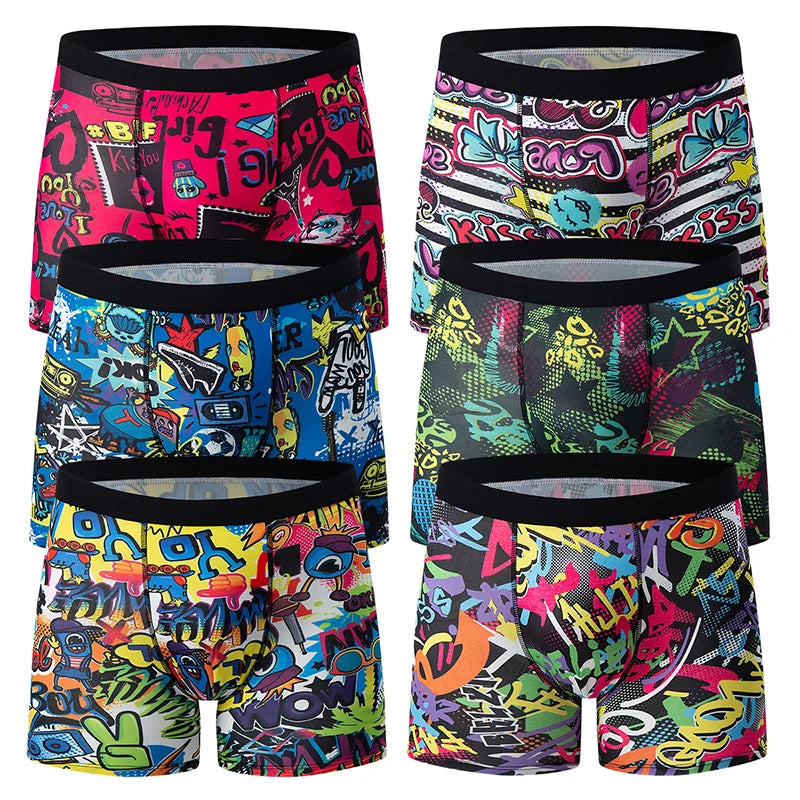 4/6Pcs Herrenmode Druck Lange Unterwäsche Jugendliche Für Erwachsene Multi-größe Bequeme Sport Boyshort Plus größe Fitness Shorts