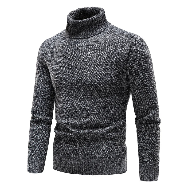 Autumn Winter Fleece Sweater Men Thicker Turtleneck Warm Pullover Slim Fit Man Clothes Luxury Brand Black Brown Jumpers Elastic.
