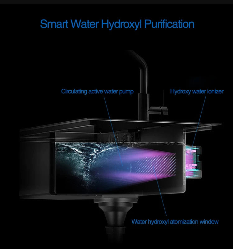 ASRAS Hidden Double Sinks Smart Purifying Kitchen Island Sinks Flip Cover Hidden 4mm Thickness Handmade kitchen Sinks