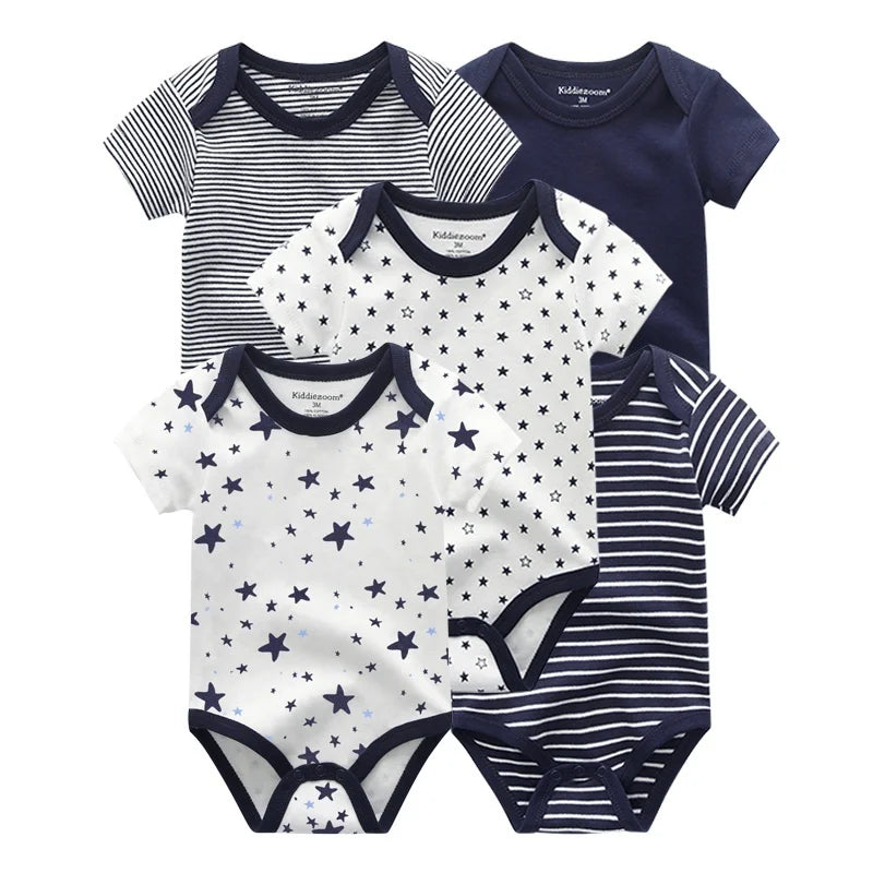Kiddiezoom 5 Teile/los Vier Jahreszeiten Mode Cartoon Kurzarm Baby Junge Mädchen Bodys Weiche Unisex Neugeborenen Onesies Kleidung.