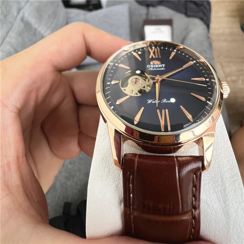 Orient Double Lion Classic Watch Series Refurbished Second Hand Automatic Mechanical Skin Watch Hollow Men's Watch RA-AG002.