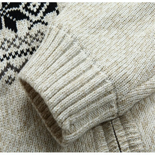 Wool Man Sweater Hooded Winter Cardigan  Winter Thicken Fleece  Overcoat Casual New Fashion Cotton Red Mens Winter Jacket.