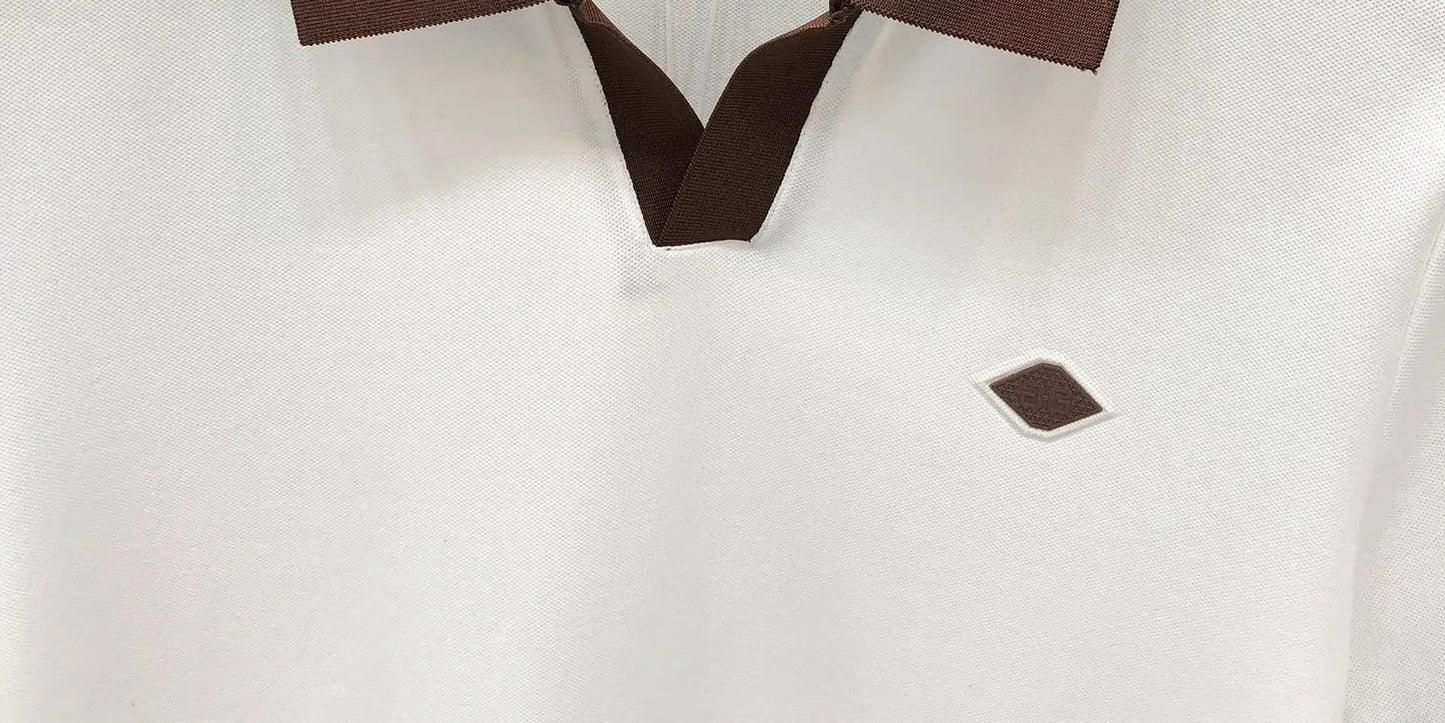 Men's Casual Polo Shirt Collared Short Sleeve Pique Cotton Breathable V-Neck Color Block Half Sleeve Summer Loose Top