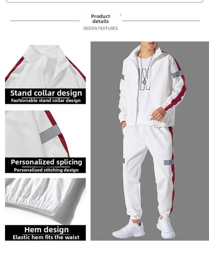 Trendy Men's Sportswear Set Casual Open Cardigan Sweatshirt Jacket with Pants Autumn Winter New Style Cross-Border Clothing.