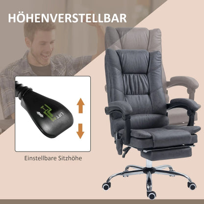 Massage-Bürostuhl mit Heizung, 135 °   Neigung, höhenverstellbar, Tragfähigkeit bis 120 kg, ergonomisch, dunkelgrau