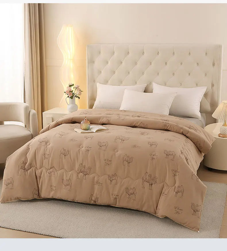2025 new thickened polished camel hair quilt winter quilt student spring and autumn universal warm quilt in all seasons.