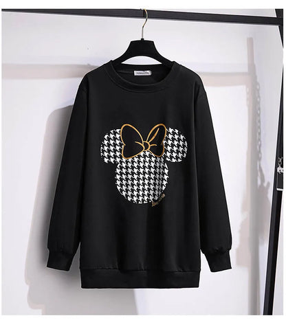 175Kg Plus Größe frauen Fehlschlag 170 Frühling Herbst Neue Lose Rundhals Cartoon Sweatshirt Schwarz Weiß 6XL 7XL 8XL 9XL 10XL 11XL
