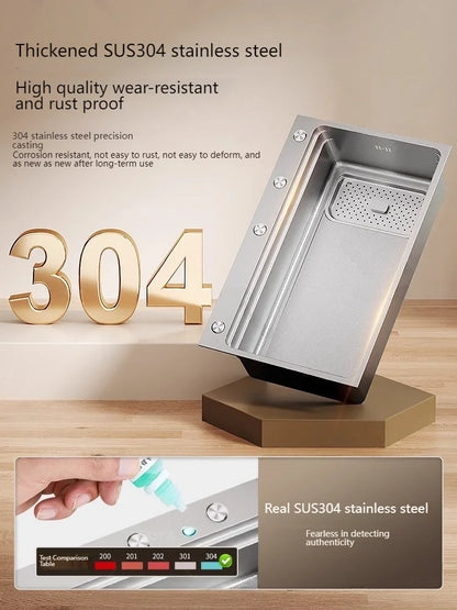 304 stainless steel Undermount Kitchen Sink Embossed Silver Large Single Bowl with Accessories Thickened Sinks