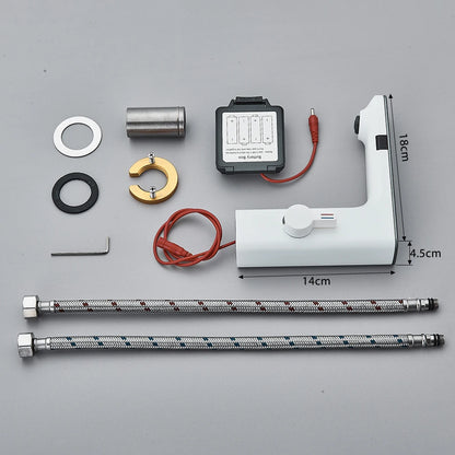 White Smart Sensor Basin Faucet Screen Digital Display Hot Cold Water Mixer Tap Touchless Vanity Sink Faucet For Bathroom