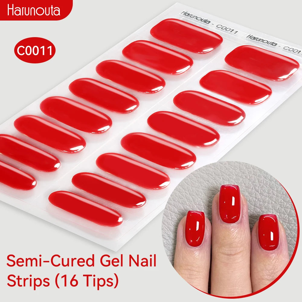 Harunouta Gradient Semi Cured Gel Nail Sticker Long-Lasting UV Nail Sticker UV/LED Extension Gel Nail Foil Gel Polish Full Cover