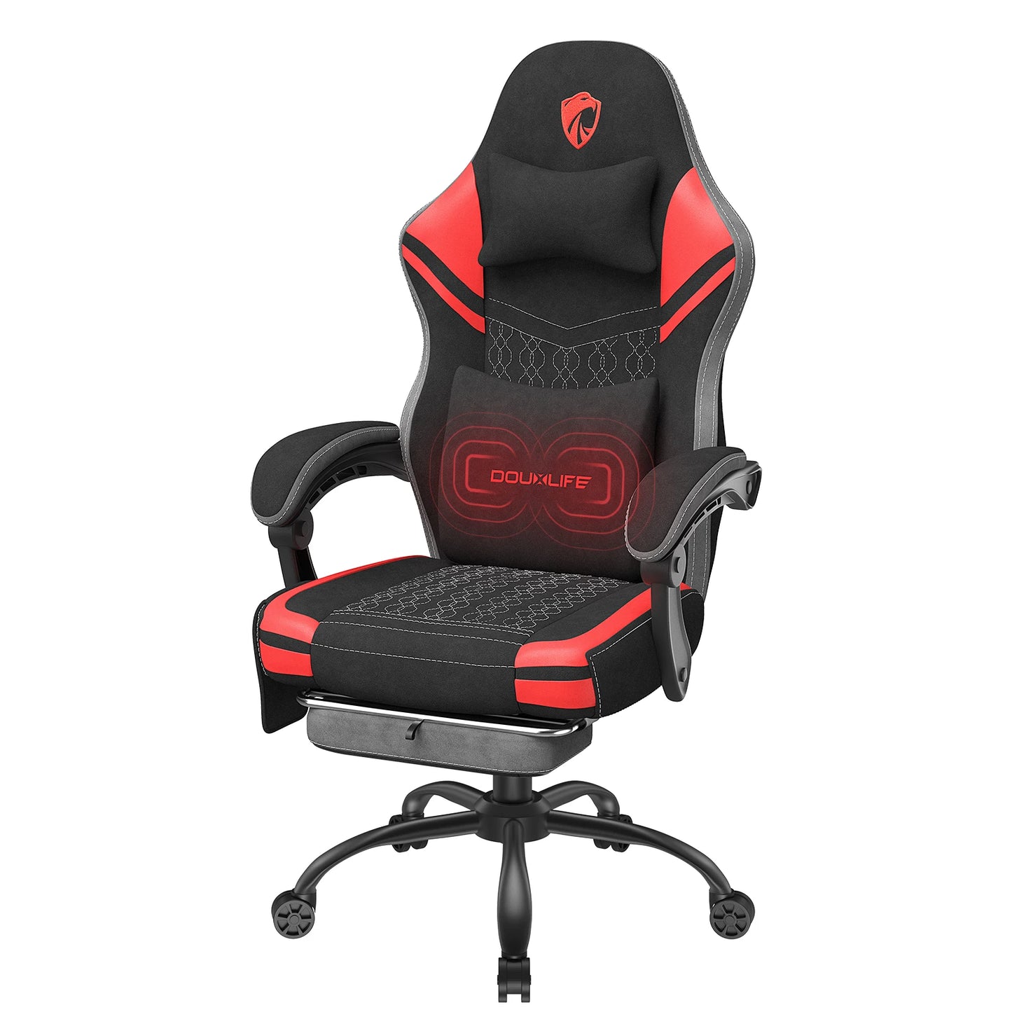 GC-RC05 Gaming-Stuhl, Stoff-Computerstuhl mit Zwei-Punkt-Massagebürostuhl, ergonomischer Stuhl mit verbreitertem Kissen mit Taschenfeder
