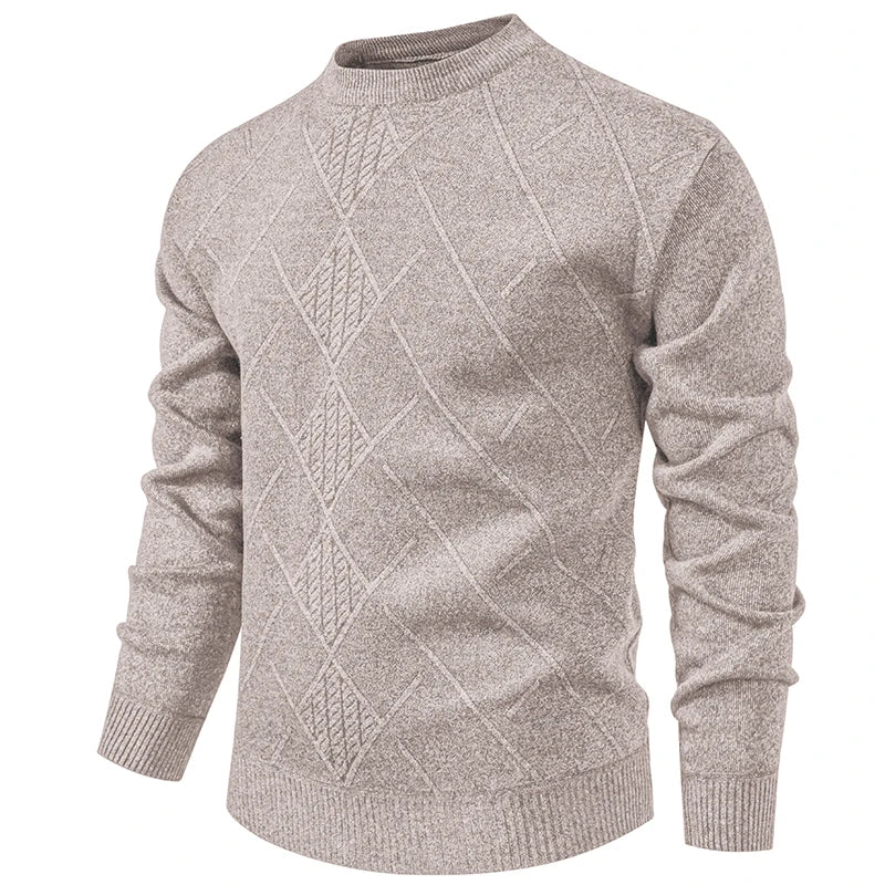 Autumn Winter Thick Knit Pullovers Men Solid Color Geometric Fashion Slim Fit Knitted Sweaters Mens Warm Casual Knitting Sweater.