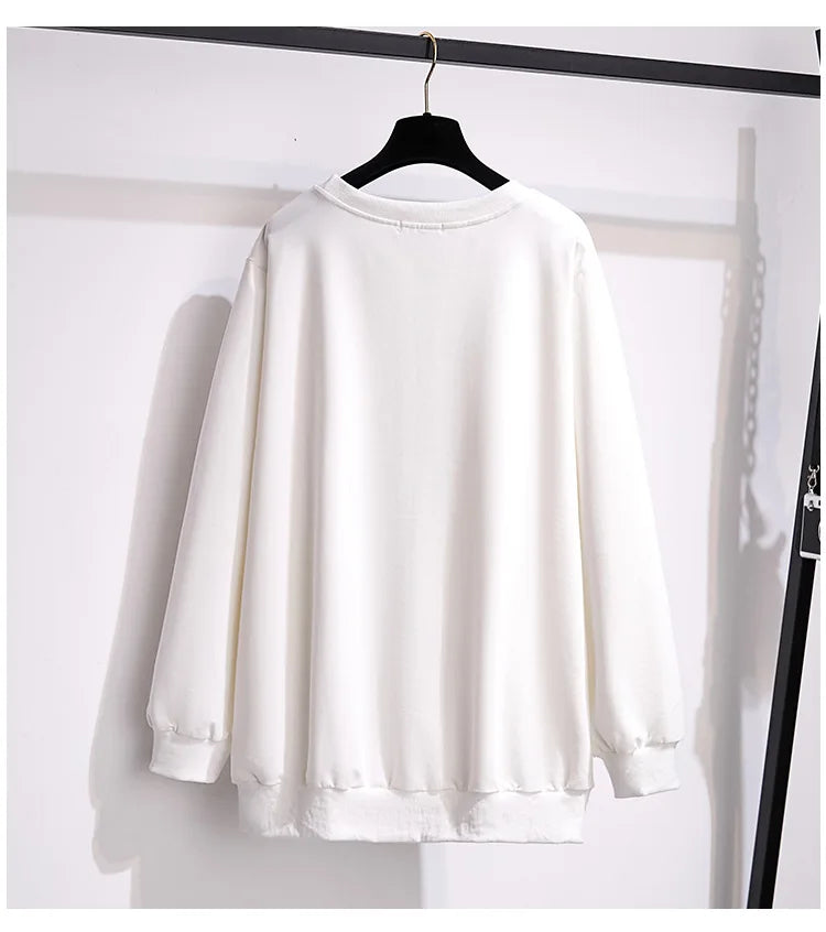 175Kg Plus Größe frauen Fehlschlag 170 Frühling Herbst Neue Lose Rundhals Cartoon Sweatshirt Schwarz Weiß 6XL 7XL 8XL 9XL 10XL 11XL.