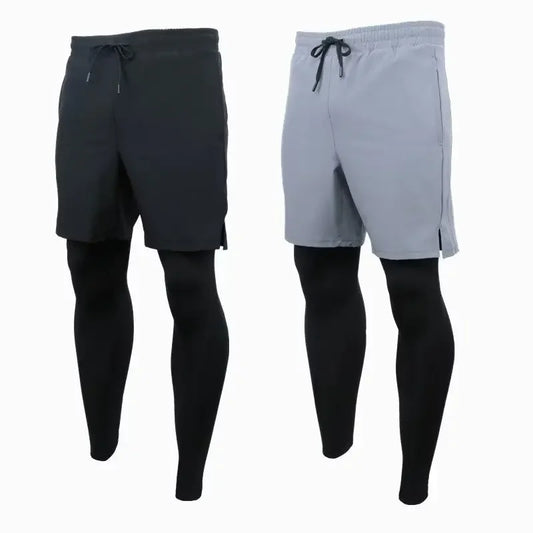 Zweiteilige Illusion Herren-Sporthose, schnell trocknend, elastisch, Basketball-Trainingshose, Sommer, dünn, Fitness, Laufen, Freizeithose.