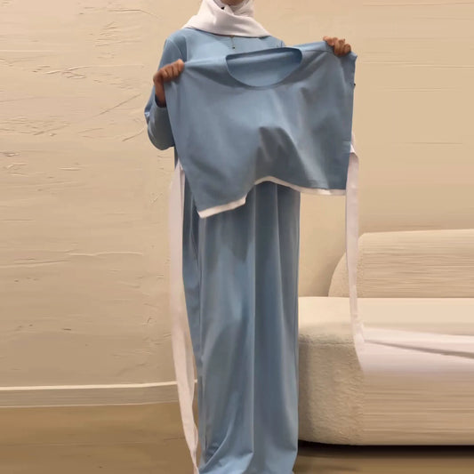 Women Eid Muslim Sets Musulman Ensemble Dubai Arab Vest Kaftan Islam Abayas Ankle Length Long Robe Solid Two Pieces Modest.