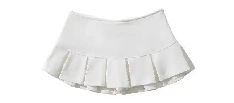 Mooyufon Fabric Y2K Mini Skirt Women Low Waist Wide Pleat Light Grey Sexy Vintage A-line Pleated Skirt Casual Skort Summer.