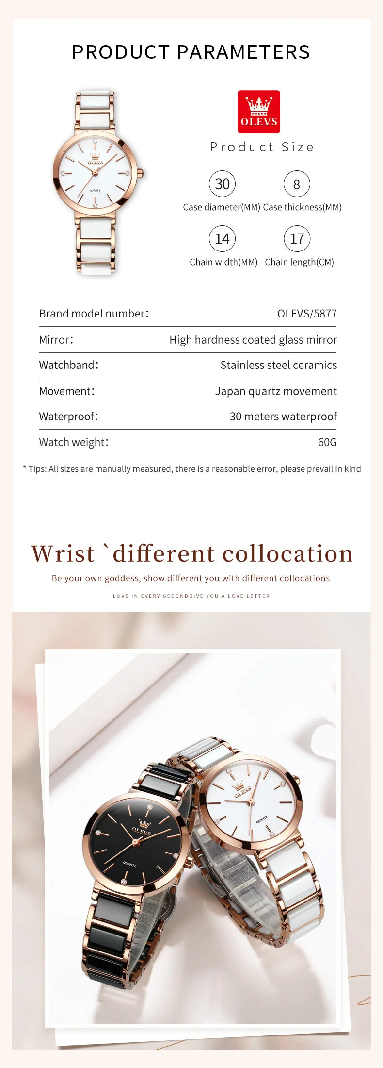 OLEVS Women's Wristwatch Luxury Brand Watch for Women Elegant Bracelet Waterproof Fashion Quartz Ladies Watches Reloj Para Mujer.