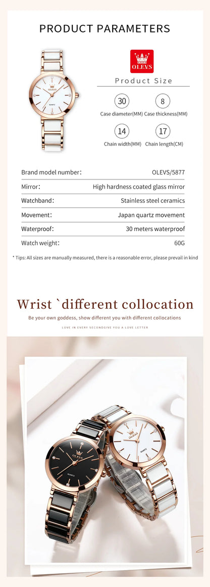 OLEVS Women's Wristwatch Luxury Brand Watch for Women Elegant Bracelet Waterproof Fashion Quartz Ladies Watches Reloj Para Mujer.