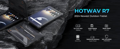 Rugged Tablets HOTWAV R7 12GB(6+6) 256GB 10.1'' 16MP+16MP Android 13.0 15600mAh large battery 20W Dual SIM 4G GPS.