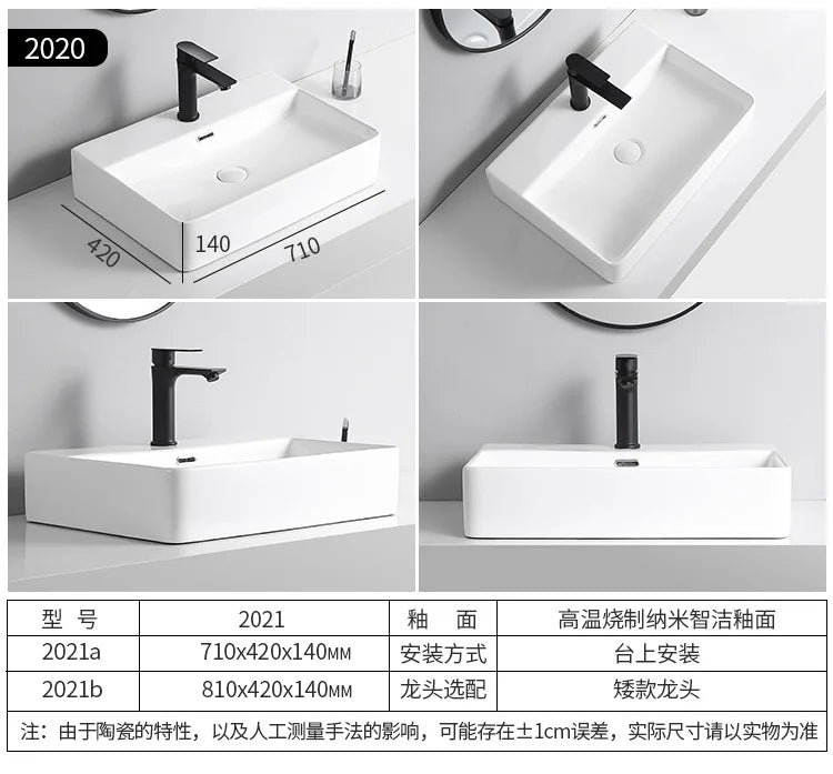 Arbeits platte Waschbecken Seite Entwässerung Keramik Waschbecken Balkon Waschbecken Kunst becken Einzel becken quadratischer Kreis