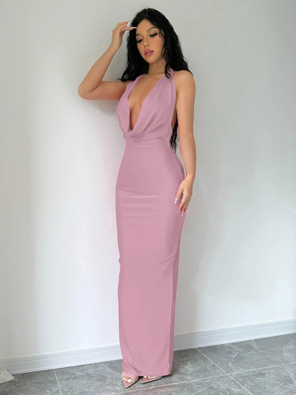 Dulzura Herbst Frauen Halter-Backless Midi Kleid Für Frauen Bodycon Sexy Party Elegante Outfits Abend Geburtstag Kleidung Y2K 2024.