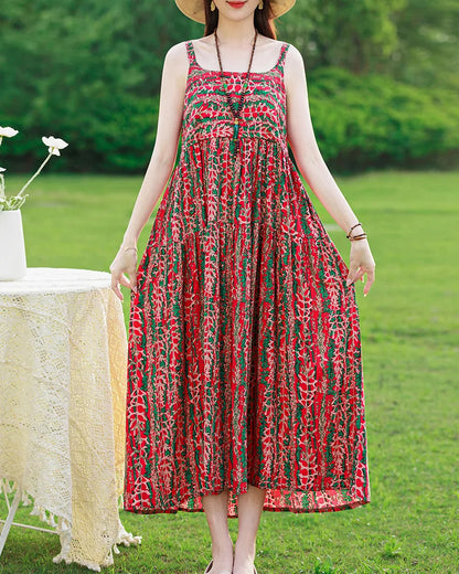 Neue Mode Lässig 2025, Sommer Elegante Kleider Für Frauen Oansatz Druck Vintage Ärmelloses Kleid Lose Frauen Kleidung