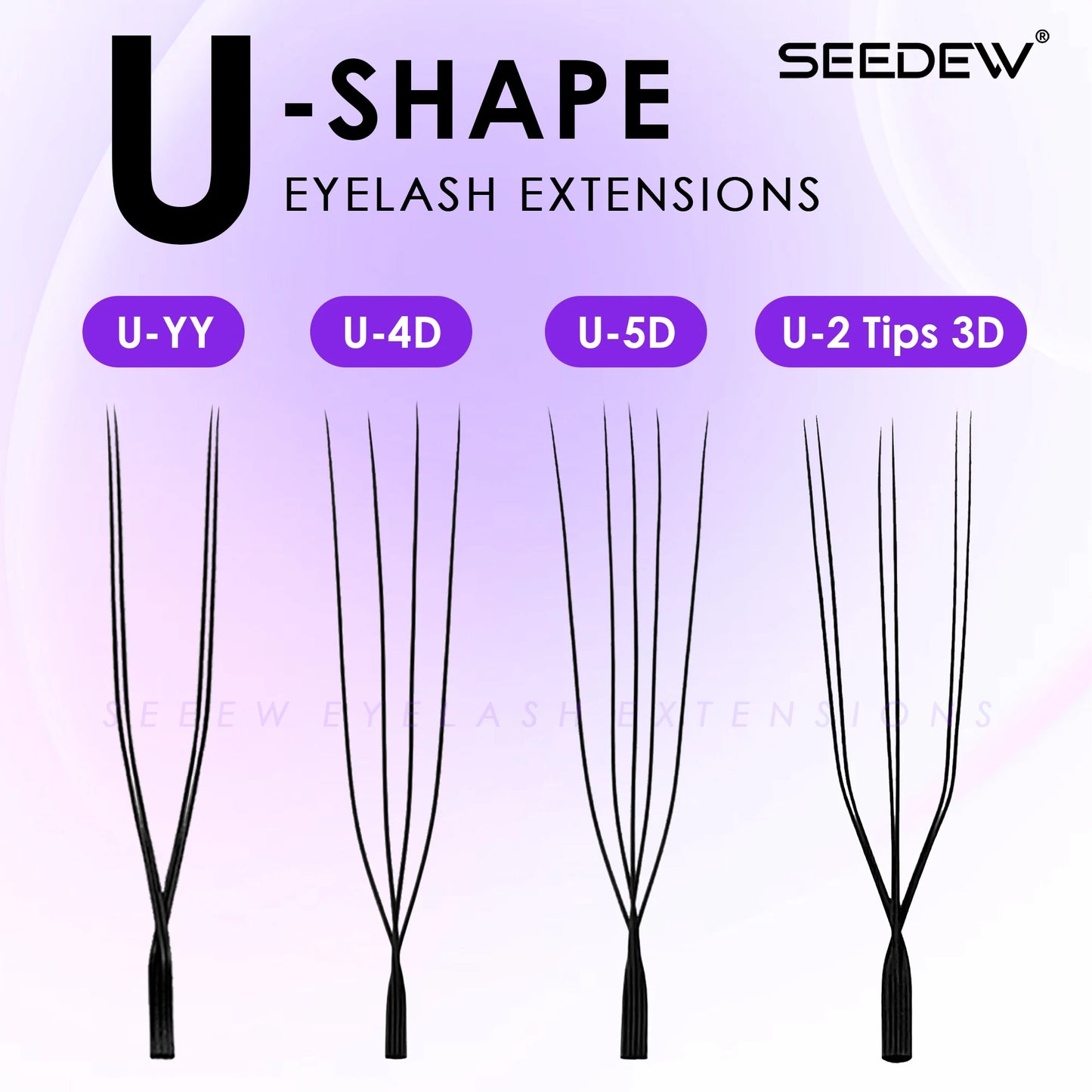 SEEDEW U Shaped 2D/3D/4D/5D Eyelashes Extension Premium Soft False Eyelashes Premade Fan U Lashes.
