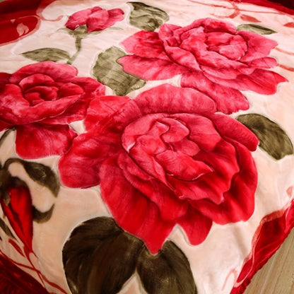 Raschel Ultra-Soft Fleece Throw Blanket Vintage Floral Design Thick Warm for All Seasons for Couch Bed Machine Washable.