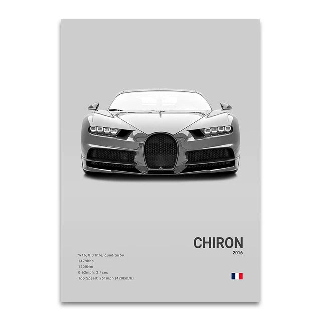CHIRON EB110 Canvas Wall Art Print Poster DIVO Sports Car Decoration Painting Modern Home Decoration Painting Car Lover Gift