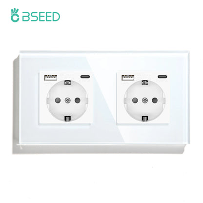 Bseed eu Standard Wand steckdosen Typ-C-Steckdosen Wand steckdose USB-Ladeans chluss Glasscheibe Kinderschutz 16a.