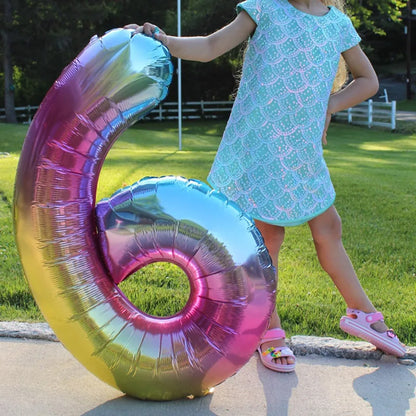 32 Zoll Regenbogen-Farbverlaufs-Zahlen-Folienballon 1-9 für Kindergeburtstag, Party-Dekoration, Babyparty, Brautparty, weitere Optionen verfügbar.