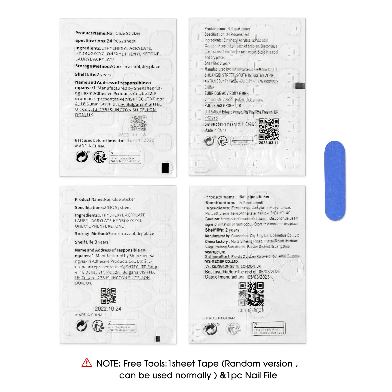 10pcs Handmade Autumn Press On Nails Mid-length Ladder Gold Foil Flower Tips Fake Nail White French Style False Nail For Women.