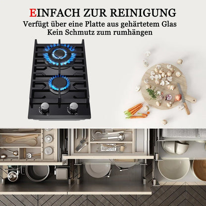TopStrong 2 Burner Ceramic Glass Built-in Stove Natural Gas Propane Gas hob EUGCT-B02.