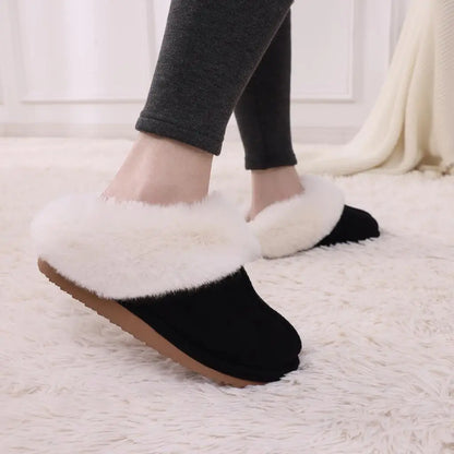 Evshine Winter Warm Memory Foam Slippers For Women Indoor Plush Home Shoes Fluffy Faux Fur Slippers Cozy Suede Furry Flat Slides.