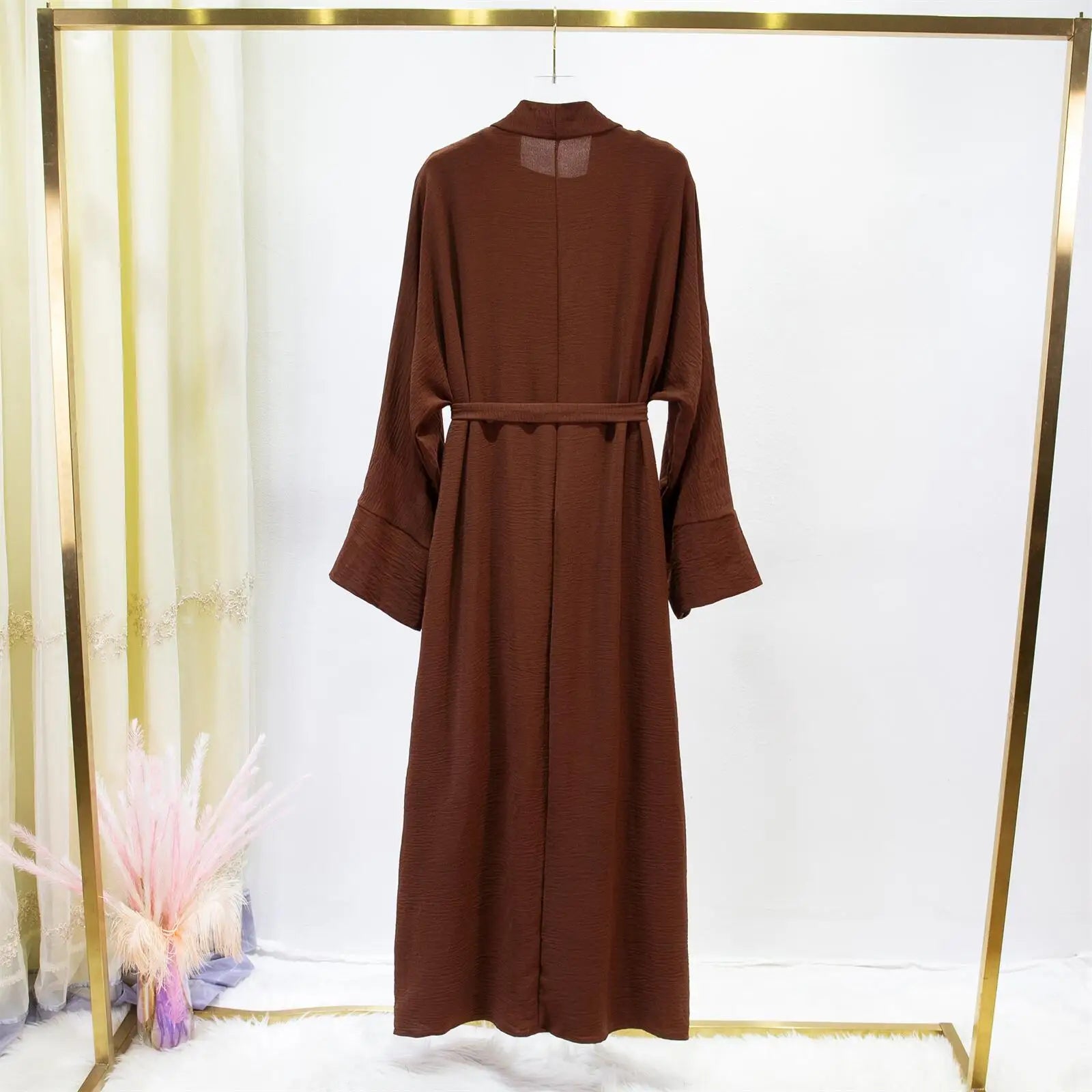 2 Bilder Muslimische Sets Muslim Jilbab Zwei Stücke Frauen Heraus Abaya Lose Strickjacke Mantel Ärmelloses Innenkleid Gebetskleidung mit Gürtel.