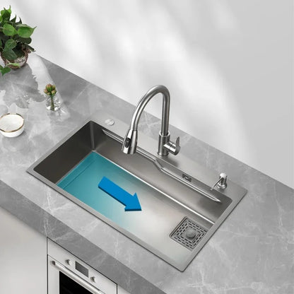 Stainless Steel Kitchen Sink Household Large Single Slot Wash Dish and Wash Vegetables Basin Multifunctional Undermount Basin