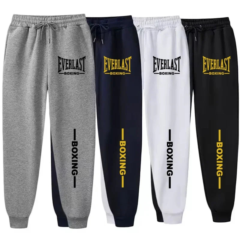 2025 Autumn Winter EVERLAST Printed Running Pants Men Women Outdoor Sports Fitness Pants Jogging Fleece Casual Sports Pants.