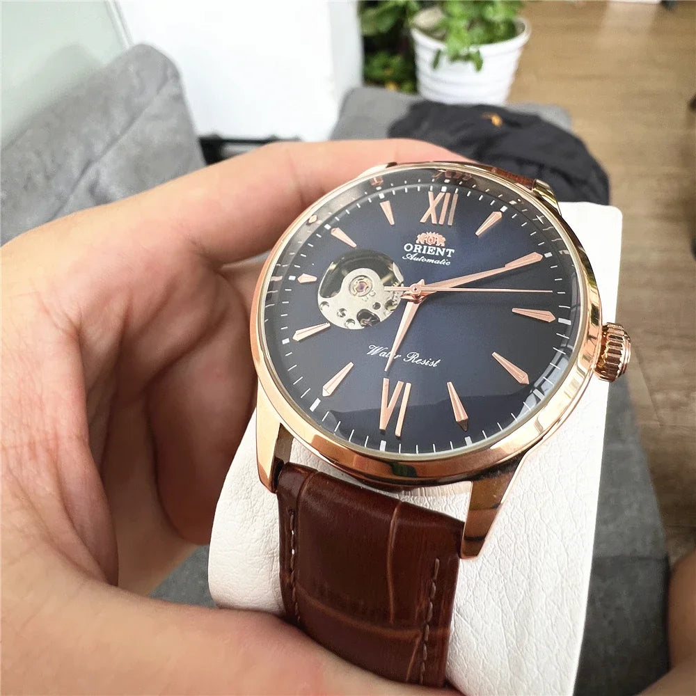 Orient Double Lion Classic Watch Series Refurbished Second Hand Automatic Mechanical Skin Watch Hollow Men's Watch RA-AG002.