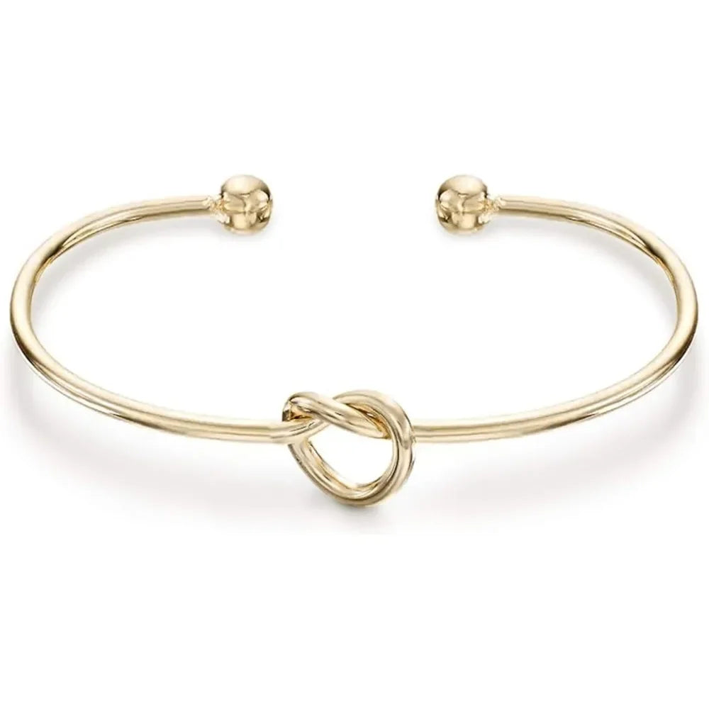 K Gold Plated Silver Plated Forever Love Knot Infinity Bangle Bracelets for Women | Adjustable Gold Bangle Bracelet for Women.