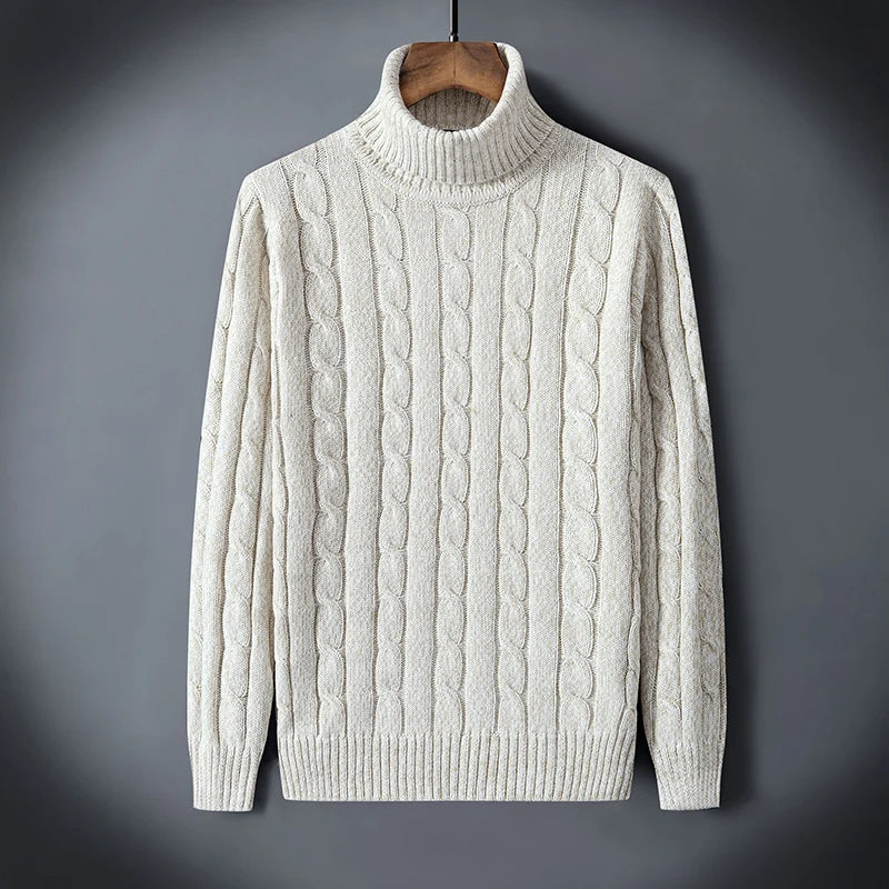 Twist Sweater Men's Turtleneck Pullovers High Neck Loose Winter Korean  Fashion Trendy Thick Warm White Sweater knitted.